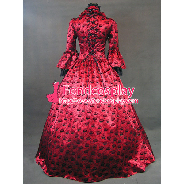 Gothic Lolita Punk Medieval Gown Red Ball Long Evening Dress Jacket Tailor-Made[CK1390]