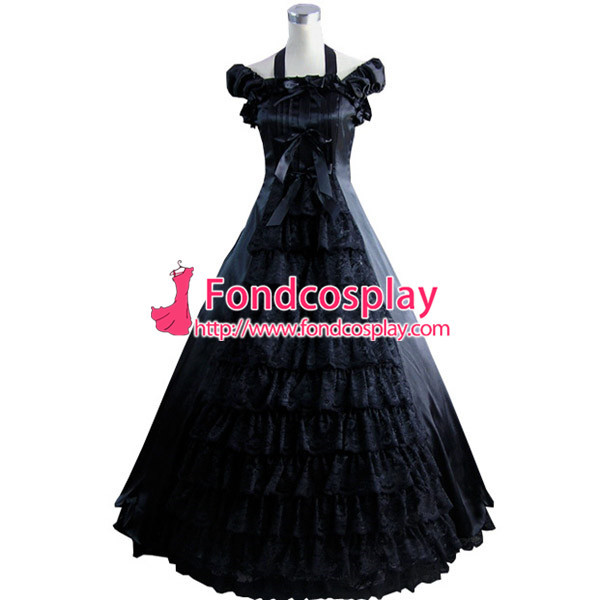 Gothic Lolita Punk Medieval Gown Black Long Evening Dress Jacket Tailor-Made[CK1416]