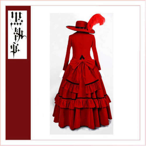 Black Butler Kuroshitsuji Madame Red Hat Dress Cosplay Costume Tailor-Made[CK1359]