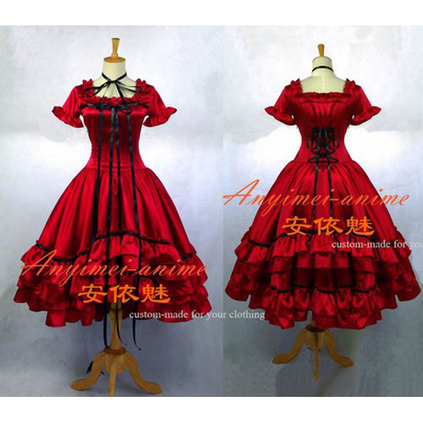 Chobits-Chii Red Satin Dress Cosplay Costume Tailor-Made[G665]