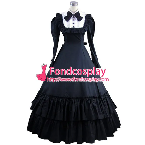 Gothic Lolita Punk Medieval Gown Black Ball Long Evening Dress Jacket Tailor-Made[CK1403]