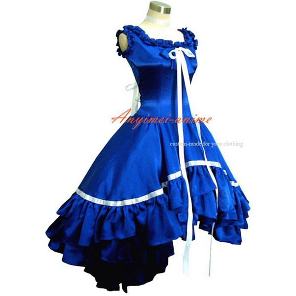 Chobits-Chii Blue Satin Dress Cosplay Costume Tailor-Made[CK657]