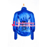 Blue Satin Shirt Bow Tie Blouse Cosplay Costume Tailor-Made[G1035]