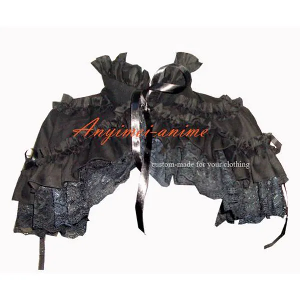 Gothic Lolita Punk Fashion Dress Black Cotton Dress And Cape Outfit Cosplay Costume Tailor-Made[CK131]