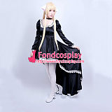 Anime Chii Chobits Freya Black Satin Dress Cosplay Costume Custom-Made[G607]