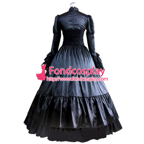 Gothic Lolita Punk Medieval Gown Black Ball Long Evening Dress Jacket Tailor-Made[CK1373]