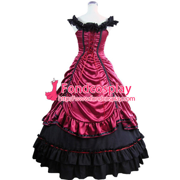 Gothic Lolita Punk Medieval Gown Crimson Long Evening Dress Jacket Tailor-Made[CK1421]