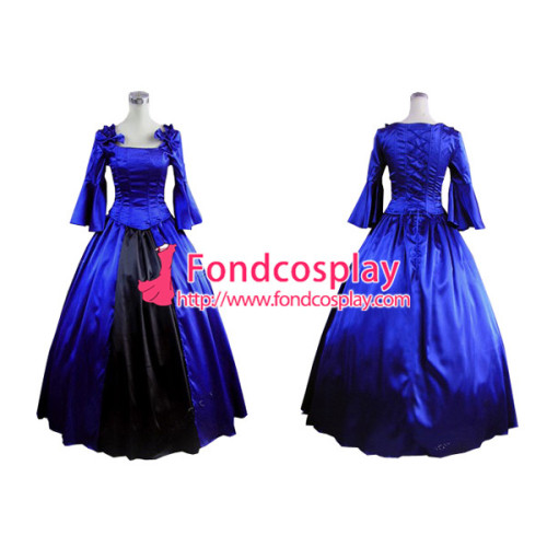 Gothic Lolita Punk Medieval Gown Blue Ball Long Evening Dress Jacket Tailor-Made[CK1405]