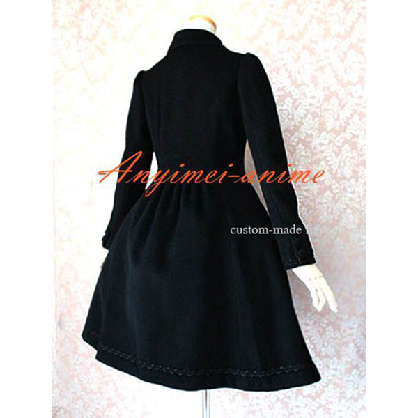 Gothic Lolita Punk Black Wool Coat Jacket Dress Cosplay Costume Tailor-Made[CK1210]