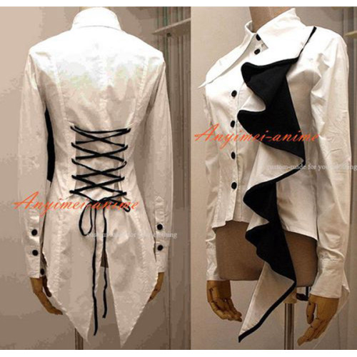 Gothic Lolita Jacket Punk Fashion Shirt White Swallow-Tailed Coat Cosplay Costume Tailor-Made[CK1304]