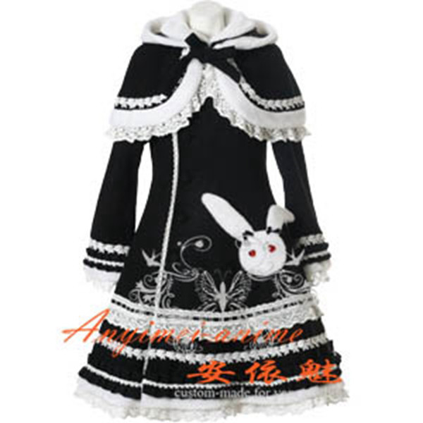 Gothic Lolita Punk Black Wool Coat With Cape Cosplay Costume Tailor-Made[CK882]