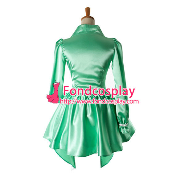 Beautiful Green And White Sweet Lolita Satin Dress Cosplay Costume Tailor-Made[G927]