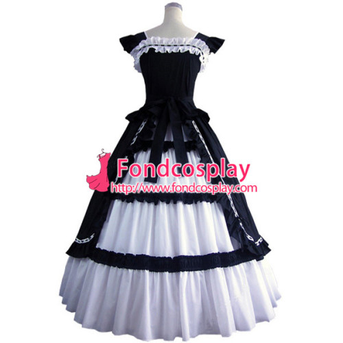Gothic Lolita Punk Medieval Gown Black And White Long Evening Dress Jacket Tailor-Made[CK1417]