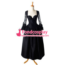 Sexy Gothic Lolita O Dress The Story Of O With Bra Black Satin Maid Dress Cosplay Costume Custom-Made[G920]
