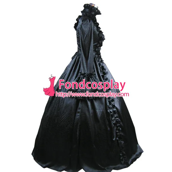 Gothic Lolita Punk Medieval Gown Black Ball Long Evening Dress Jacket Tailor-Made[CK1389]