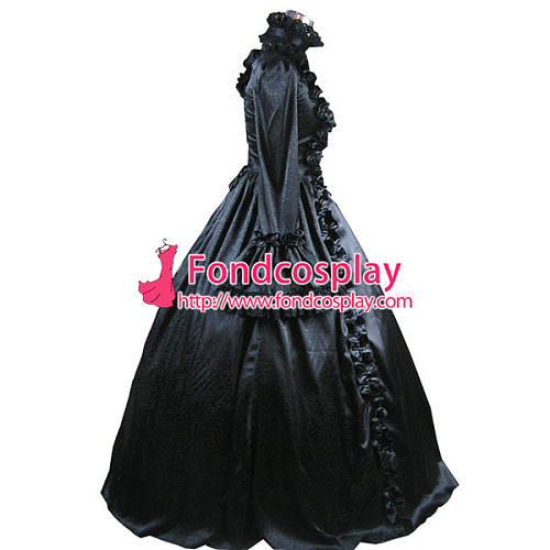 Gothic Lolita Punk Medieval Gown Black Ball Long Evening Dress Jacket Tailor-Made[CK1389]