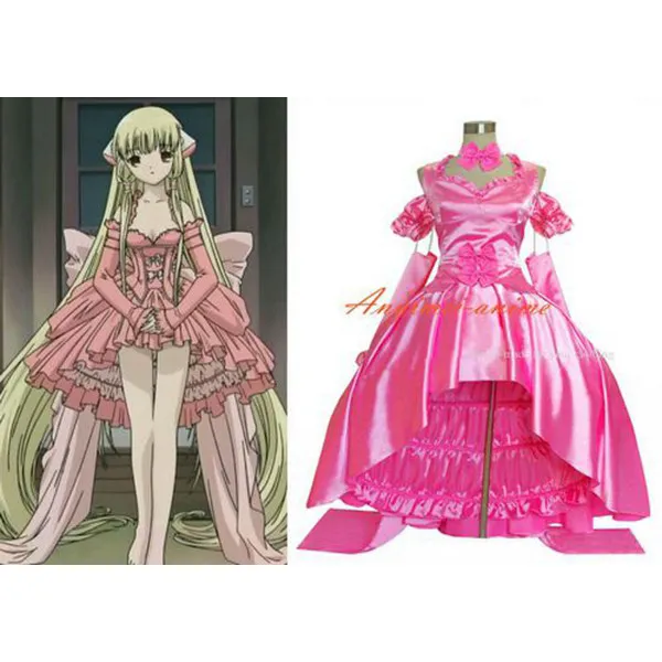Chobits Freya Chobits Chii Pink Satin Dress Cosplay Costume Tailor-Made[G377]