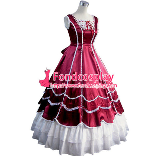 Gothic Lolita Punk Medieval Gown Red Ball Long Evening Dress Jacket Tailor-Made[CK1408]