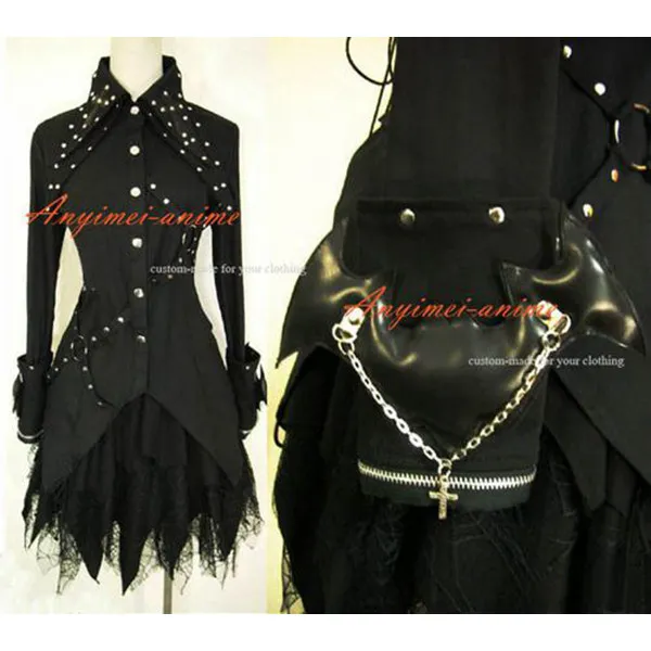Gothic Lolita Punk Fashion Black Jacket Coat Dress Cosplay Costume Tailor-Made[CK1137]