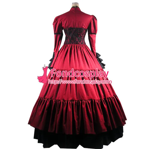 Gothic Lolita Punk Medieval Gown Red And Black Ball Long Evening Dress Jacket Tailor-Made[CK1372]