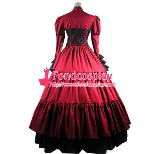 Gothic Lolita Punk Medieval Gown Red And Black Ball Long Evening Dress Jacket Tailor-Made[CK1372]