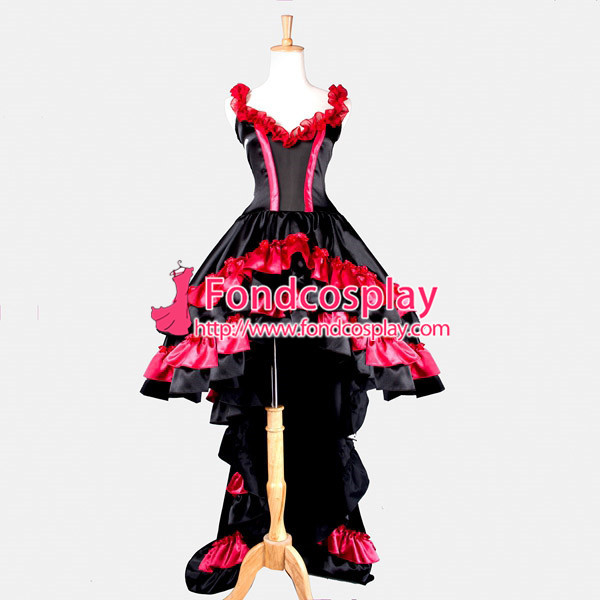 Chobits Chii Beautiful Punk Gothic Lolita Satin Dress Cosplay Costume Custom-Made[G766]