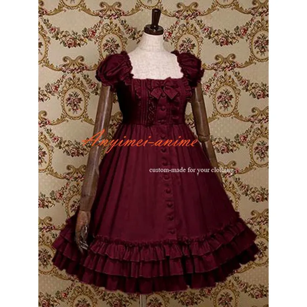 Gothic Lolita Punk Fashion Wine Dress Cosplay Costume Tailor-Made[CK966]