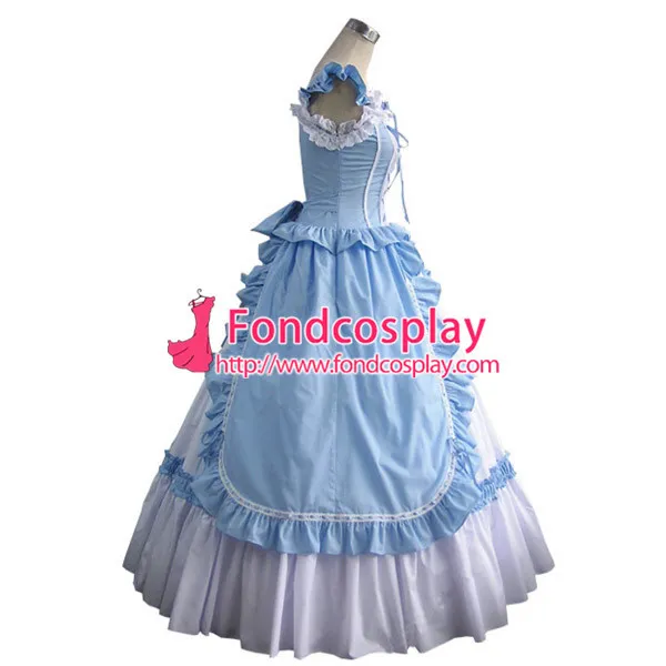 Gothic Lolita Punk Medieval Gown Black And Blue Long Evening Dress Jacket Tailor-Made[CK1419]