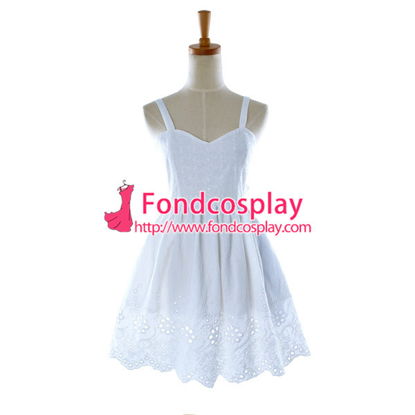 Lovely Lolita Cotton White Backless Dress Cosplay Costume Tailor-Made[G940]