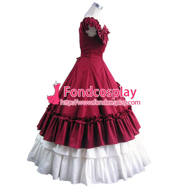Gothic Lolita Punk Medieval Gown Red And White Ball Long Dress Evening Dress Tailor-Made[CK1441]
