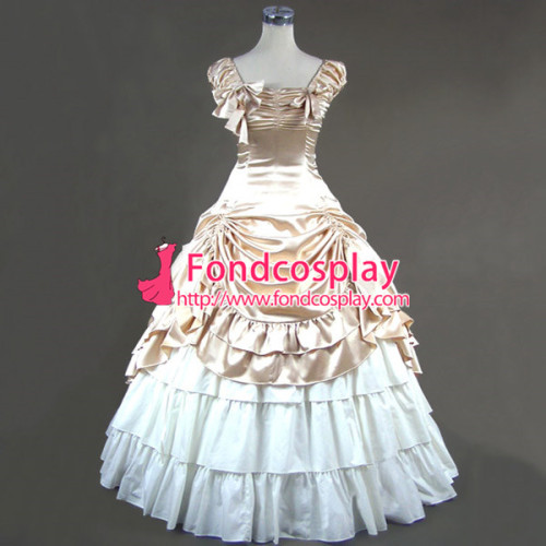 Gothic Lolita Punk Medieval Gown Golden And White Ball Long Evening Dress Jacket Tailor-Made[CK1377]