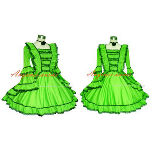 fondcosplay adult sexy cross dressing sissy maid short Gothic Lolita Sweet green satin Dress Cosplay Costume CD/TV[G331]