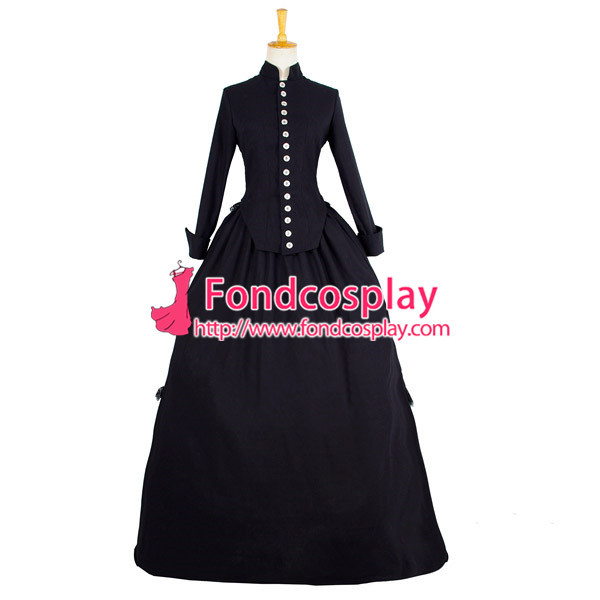 Black Victorian Rococo Medieval Gown Gothic Ball Dress Cosplay Costume Custom-Made[G845]