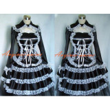 Sissy Maid Gothic Lolita Punk Black Satin Dress Cosplay Costume Tailor-Made[G341]