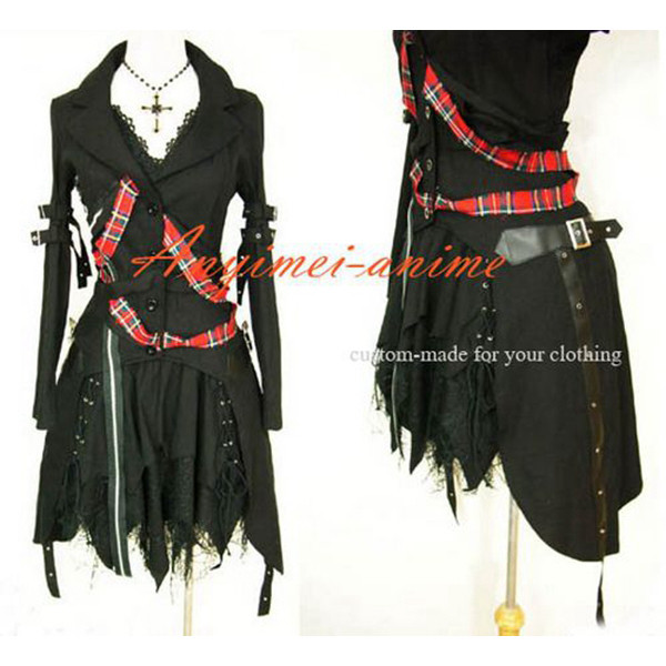 Gothic Lolita Punk Fashion Black Jacket Coat Dress Cosplay Costume Tailor-Made[CK1138]