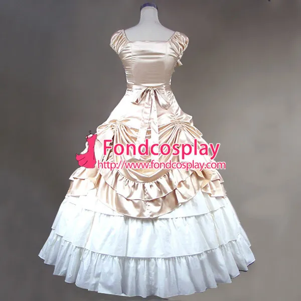 Gothic Lolita Punk Medieval Gown Golden And White Ball Long Evening Dress Jacket Tailor-Made[CK1377]