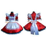 Sexy Sissy Maid Satin Red Dress Lockable Uniform Cosplay Costume Tailor-Made[G334]