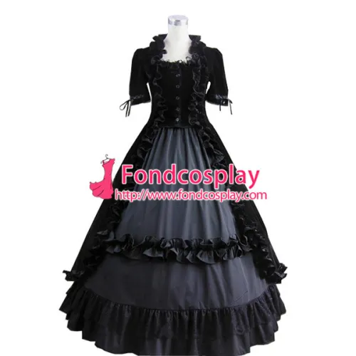 Gothic Lolita Punk Gown Ball Velvet Long Dress Evening Dress Final Fantasy Vii- Cloud Strife Cosplay Costume Tailor-Made[CK1384]