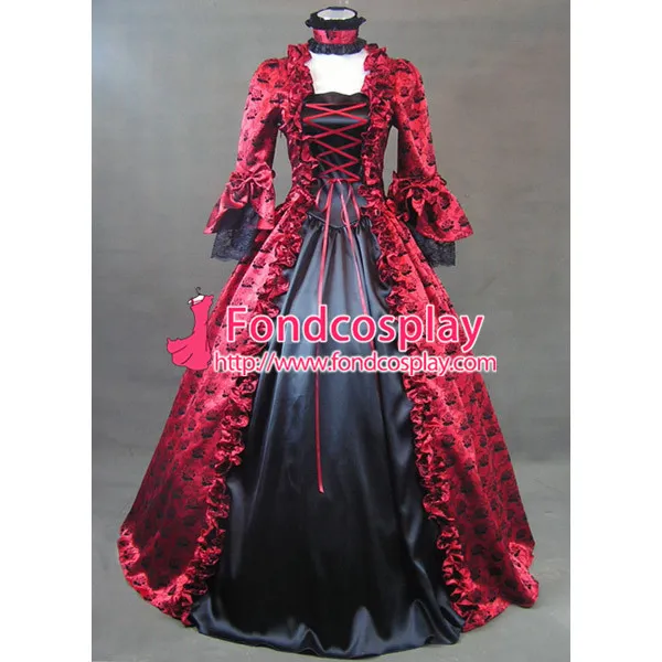 Gothic Lolita Punk Medieval Gown Red Ball Long Evening Dress Jacket Tailor-Made[CK1390]