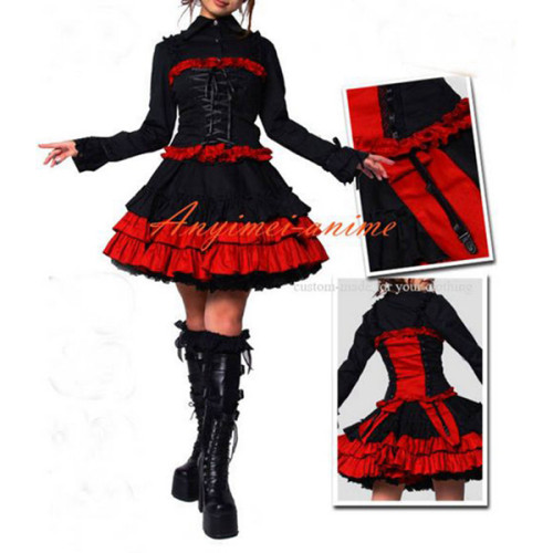 Gothic Lolita Punk Fashion Black-Red Dress Cosplay Costume Tailor-Made[CK1144]