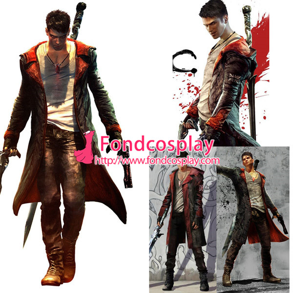 DMC5 Game Devil May Cry Dante Cosplay Costume Jacket PU Overcoat