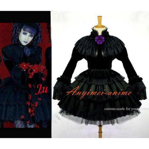 Gothic Lolita Japan J-Rock Black Velvet Dress Cosplay Costume Tailor-Made[CK171]