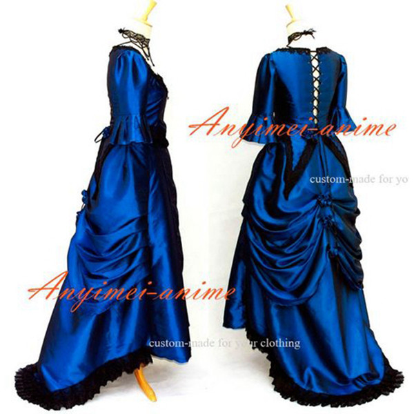 Blue Victorian Rococo Medieval Gown Dress Ball Gothic Punk Cosplay Costume Custom-Made[G601]