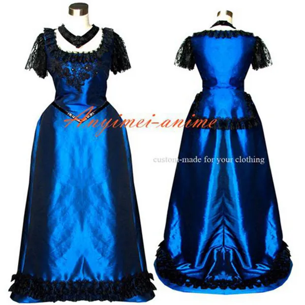 Victorian Rococo Medieval Gown Blue Ball Dress Gothic Punk Cosplay Costume Tailor-Made[G532]
