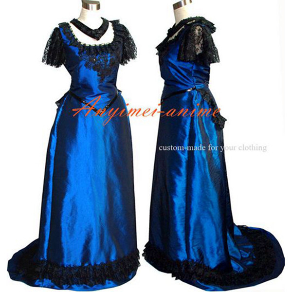 Victorian Rococo Medieval Gown Blue Ball Dress Gothic Punk Cosplay Costume Tailor-Made[G532]