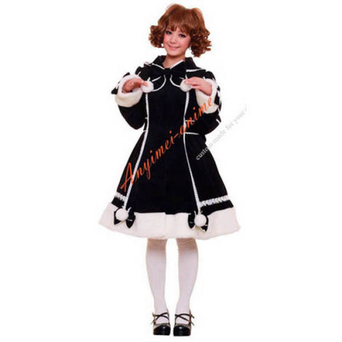 Gothic Lolita Punk Sweet Fashion Black Wool Coat Jacket Cosplay Costume Tailor-Made[CK1338]