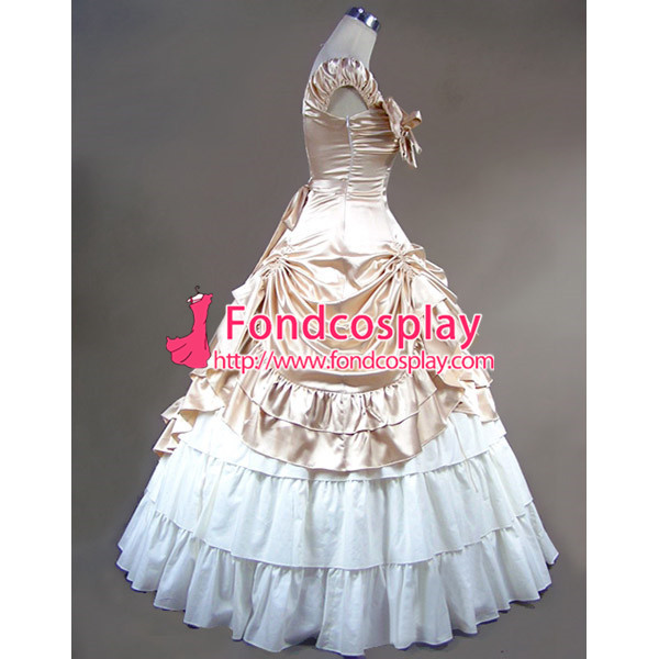 Gothic Lolita Punk Medieval Gown Golden And White Ball Long Evening Dress Jacket Tailor-Made[CK1377]