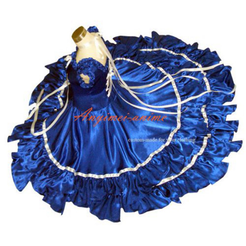 Chobits-Chii Blue Satin Dress Cosplay Costume Tailor-Made[CK657]