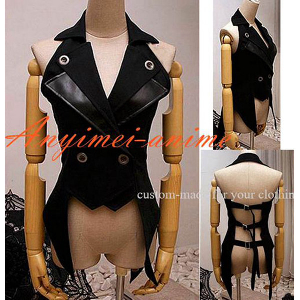 Gothic Lolita Punk Coat Sweet Fashion Black Jacket Swallow-Tailed Coat Cosplay Costume Custom-Made[CK1275]