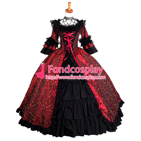 Victorian Rococo Medieval Gown Ball Dress Gothic Embroidered Tafetta Cosplay Costume Tailor-Made[G761]